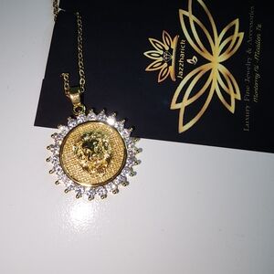 Gold and Silver Lion Pendant Necklace